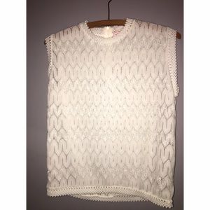 White Vintage Sleeveless Sweater